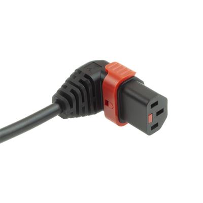 Powercord CEE 7/7 male (angled) - C13 IEC Lock (down angled) black 2 m, EL453S