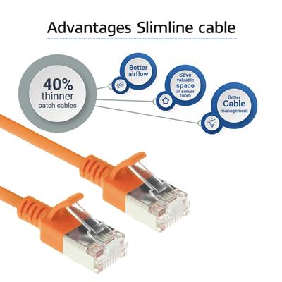 Orange 7 meter LSZH U/FTP CAT6A datacenter slimline patch cable snagless with RJ45 connectors