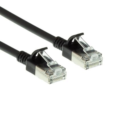 Black 1 meter LSZH U/FTP CAT6A datacenter slimline patch cable snagless with RJ45 connectors