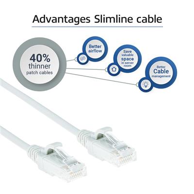 White 5 meter LSZH U/UTP CAT6 datacenter slimline patch cable snagless with RJ45 connectors