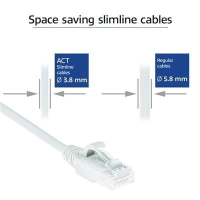 White 10 meter LSZH U/UTP CAT6 datacenter slimline patch cable snagless with RJ45 connectors