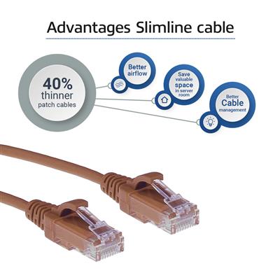 Brown 0.15 meter LSZH U/UTP CAT6 datacenter slimline patch cable snagless with RJ45 connectors