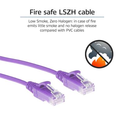 Purple 7 meter LSZH U/UTP CAT6 datacenter slimline patch cable snagless with RJ45 connectors