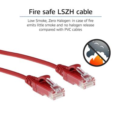 Red 1 meter LSZH U/UTP CAT6 datacenter slimline patch cable snagless with RJ45 connectors
