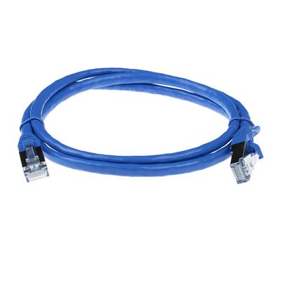 Blue 2 meter SFTP CAT6A patch cable snagless with RJ45 connectors