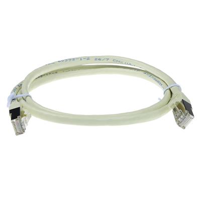 Ivory 1 meter LSZH SFTP CAT6A patch cable snagless with RJ45 connectors
