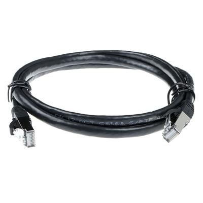 Black 3 meter LSZH SFTP CAT6A patch cable snagless with RJ45 connectors