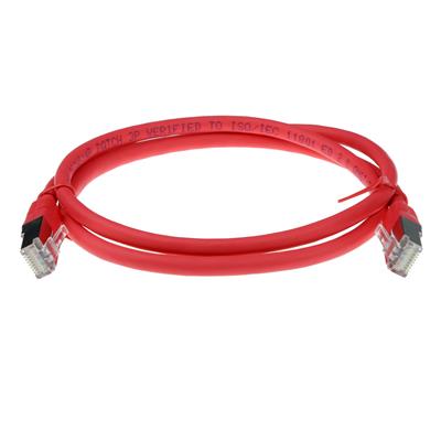 Red 3 meter LSZH SFTP CAT6A patch cable with RJ45 connectors
