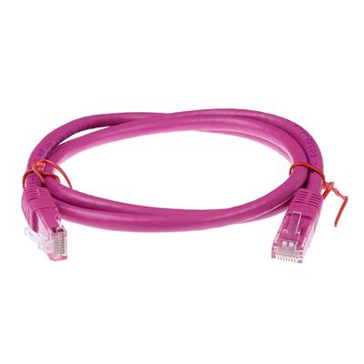 Pink 0.5 meter U/UTP CAT6A patch cable with RJ45 connectors