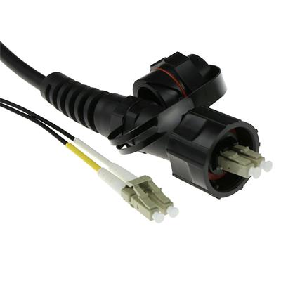 40 meter multimode 50/125 OM3 duplex fiber patch cable with LC and IP67 LC connectors