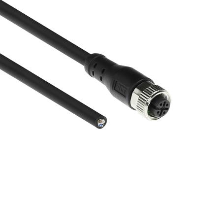 Industrial 3.00 meters Sensor cable M12A 4-pin female to open end Superflex Xtreme TPE cable, shielded