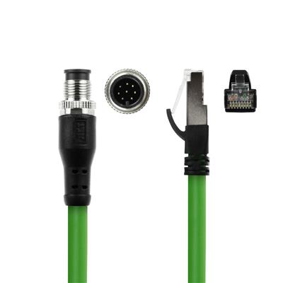 Industrial 1.50 meters Sensor cable M12A 8-pin male to RJ45 male, Ultraflex SF/UTP TPE cable, shielded