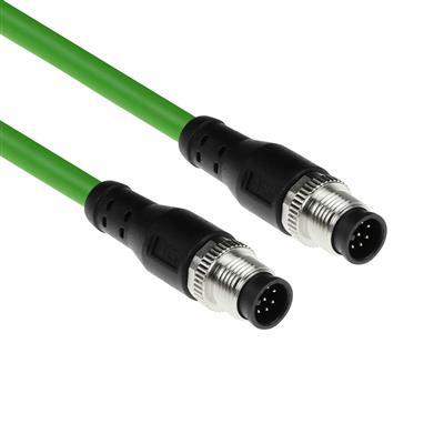 Industrial 3.00 meters Sensor cable M12A 8-pin male to M12A 8-pin male, Ultraflex TPE cable, shielded