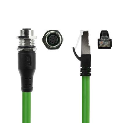 Industrial 6.00 meters Sensor cable M12A 8-pin female to RJ45 male, Ultraflex SF/UTP TPE cable, shielded