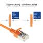 Orange 0.25 meter LSZH U/FTP CAT6A datacenter slimline patch cable snagless with RJ45 connectors
