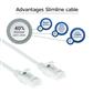 White 7 meter LSZH U/UTP CAT6 datacenter slimline patch cable snagless with RJ45 connectors